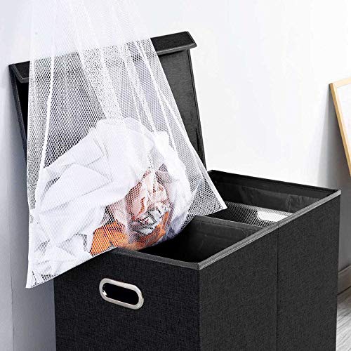 Double Laundry Hamper with Removable Liners and Lid