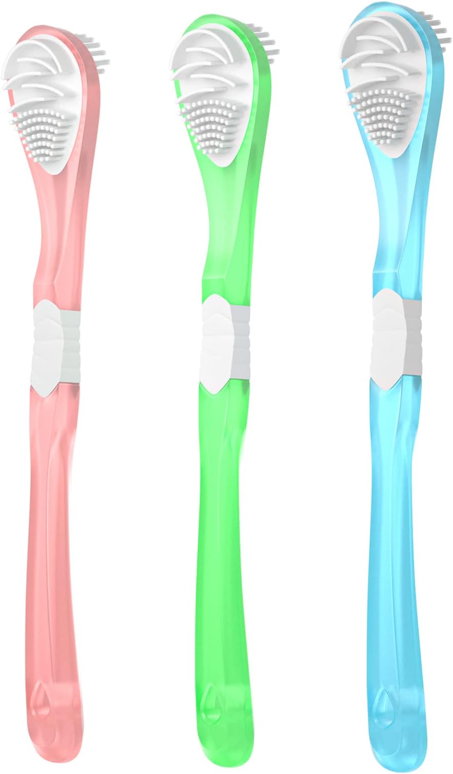 YKL 3-Pack Tongue Scraper & Cleaning Brush - Double-Sided Soft Design