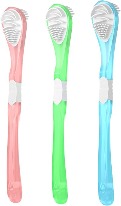 YKL 3-Pack Tongue Scraper & Cleaning Brush - Double-Sided Soft Design