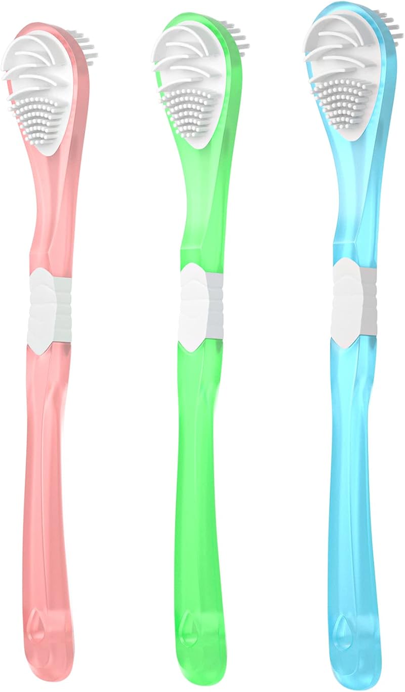 YKL 3-Pack Tongue Scraper & Cleaning Brush - Double-Sided Soft Design
