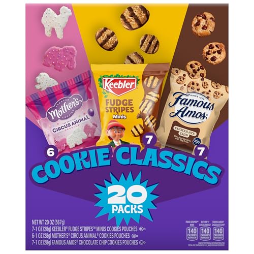 ASSORTED COOKIE CLASSICS VARIETY PACK – MOTHER’S CIRCUS, KEEBLER FUDGE STRIPES & FAMOUS AMOS, 20 POUCH BOX, 20 OZ