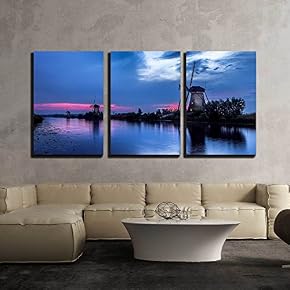 The Famous Mills of Kinderdijk in The Netherlands x3 Panels