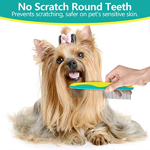 Netzu Pet Grooming Dematting Brush Set, 3-in-1 Large Pet Comb Deshedding Tool for Long Hair Pets with 2 Sided Professional Grooming Rake, Comes with Pouch Bag.