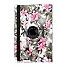 Cellularvilla 360 Degree Rotating Black Pink Flower Pu Leather Smart Case Cover with Auto Sleep/Wake Feature Compatible with Apple iPad Air/iPad Air 2 (2014 Release)
