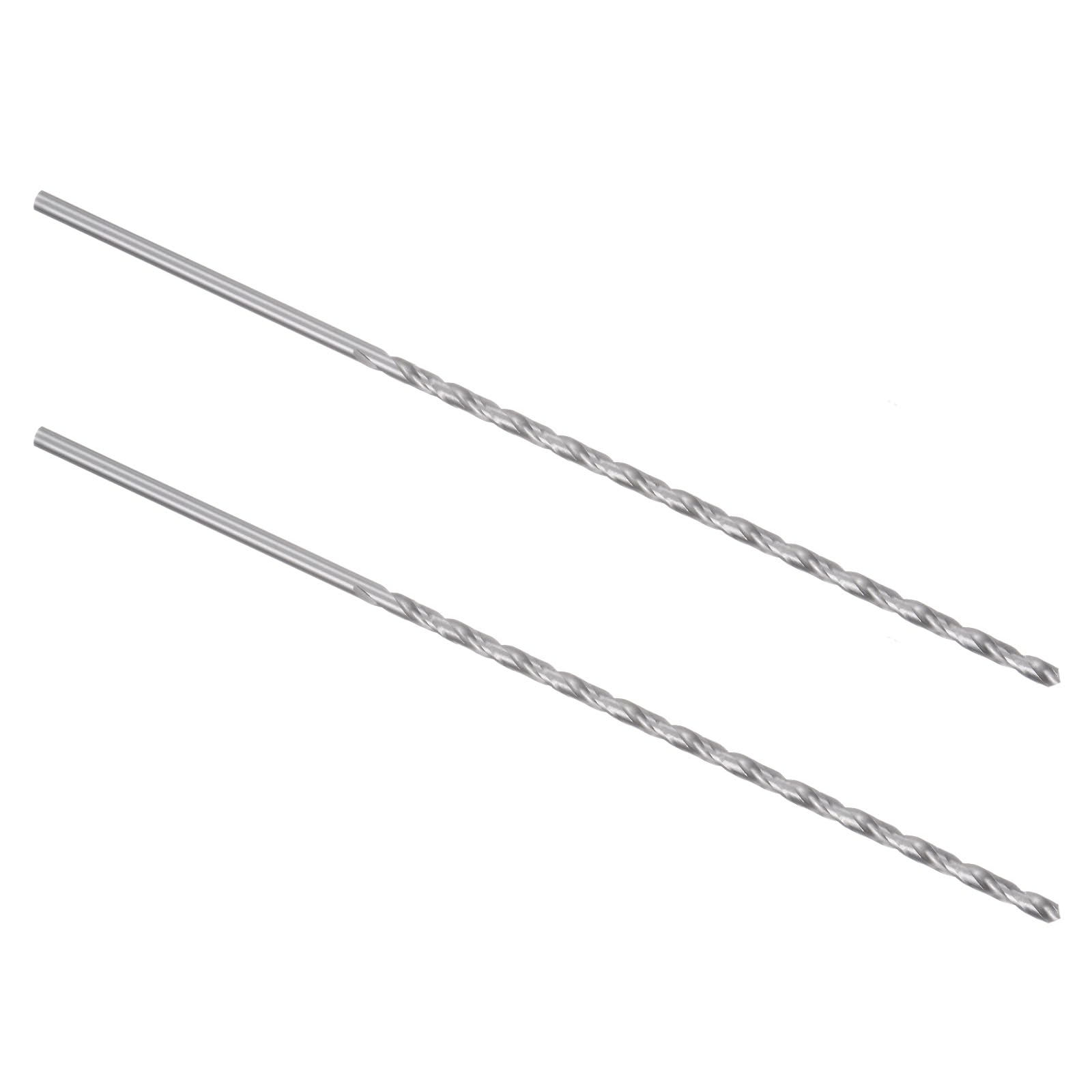 Kozelo 2PCS Twist Drill Bit - [4mm] High-Speed Steel Cobalt Round Shank Jobber Bit Set Silver Tone for Metal Wood Plastic Steel Use, 134mm / 5.28" Blade Length