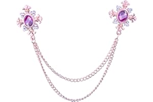 ABJFJE Elegant Cross With Hanging Chain Brooch Gold Silver Plated Oval Crystal Rhinestone Corsage Tassel Chain Suit Jacket Brooch Pin for Men Husband Gifts