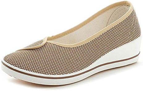 DETAIWIN Womens Comfortable Canvas Platform Sneakers Casual Breathable Wedge Slip On Thick Heel Walking Shoes