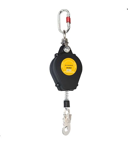 23ft Self-Retracting Lifeline For Fall Protection – 330LBS Capacity, Heavy-Duty Retractable Safety Lanyard With Aluminum Housing & Self-Locking Hooks For Roofing, Construction, And Tower Crane Work