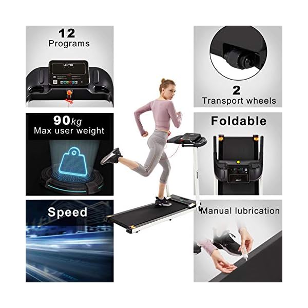 UMAY LONTEK Treadmill for Home Foldable with MP3 & Speaker, Running Machine for Home Use with 12 Programs, LCD Display…