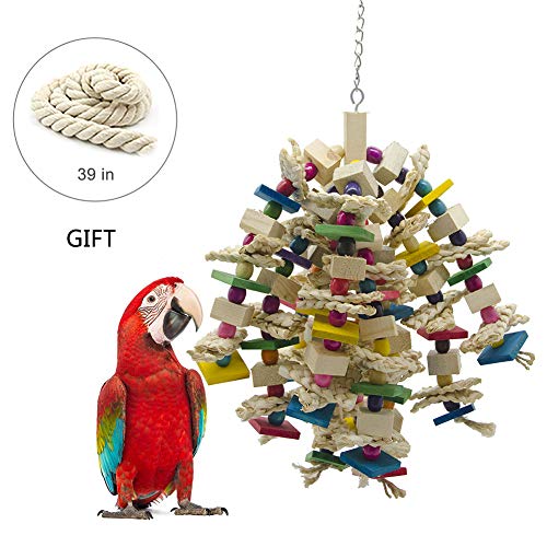 MQ Parrot Chewing Toy Made with Nature Wood, Bird Toy for Large and Medium Parrots and Birds