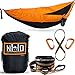 Double Camping Hammock - Portable Two Person Parachute Hammock for Outdoor Hanging. Heavy Duty & Lightweight, Best for Backpacking & Travel. Sunset Edition (Black/Orange)