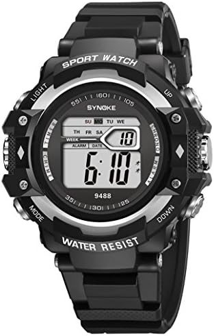 Men's Sport Watch Multifunctional Military Waterproof Simple Design Big Numbers Digital LCD Screen Casual Watch with Stopwatch Date Rubber Wrist Watch