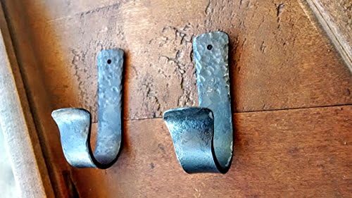 Pair of Oar Hooks with Hammered Steel Finish - Decorative Hooks