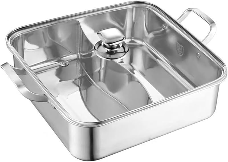 COLLBATH 26cm 304 Stainless Steel Double Handle Hot Pot w/ Divider Dual Flavor