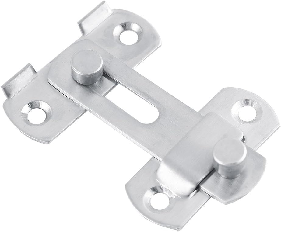 Walfront Stainless Steel Sliding Door Hasp Latch Lock for Window Cabinets Fitting Room Accessories, Silver - Image 4