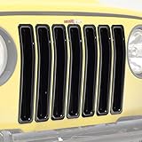 E-Autogrilles Black ABS Trim Grille Grill Cover Insert for 97-06 Jeep Wranngler TJ (7PCS) (41-0139)