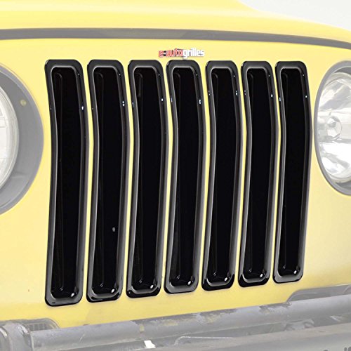 EAG 97-06 Jeep Wranngler TJ Grille Insert Black ABS Trim Front Grill Open 7PCS (41-0139)