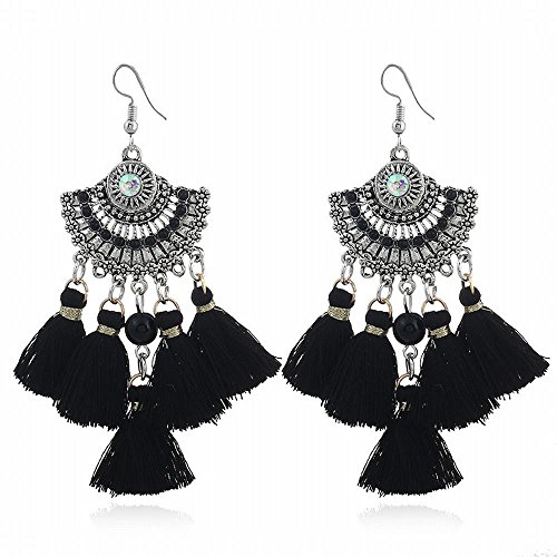 ZRDMN Dangle Womens Earrings Long Earrings Ear Drop European and American fashion Bohemian earrings long fan-shaped insert drill multiple streams so sexy ear Pendant