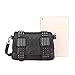 LOYOMA Womens Skull Print Rivet PU Leather Shoulder Bags Tote Purse Handbag (Black Style-2)