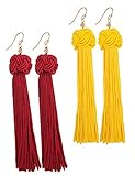 Jstyle 2 Pairs Dangle Earrings for Women Girls Drop Earrings Tassel Ball