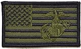Superimposed Marine Corps EGA / USA Flag 2x3.5 Military Patch / Morale Patch (Olive Drab / OD)