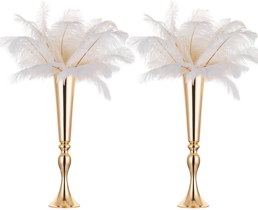NUPTIO Gold Vase for Wedding Centrepieces: 2 Pcs 55.5cm Tall Flower Trumpet Vases Metal Stand for Golden Weddings Table Centerpieces Birthday Party Anniversary Decorations