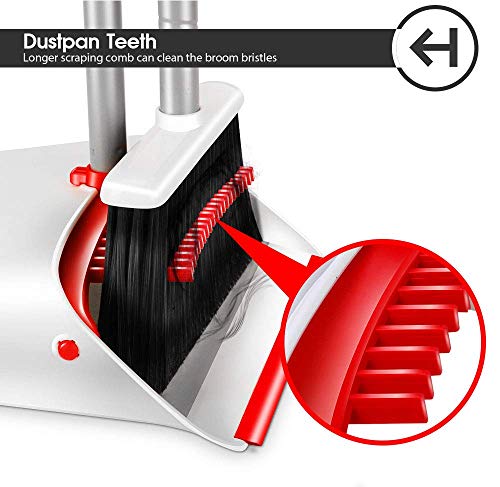 Broom and Dustpan Set Cleaning Supplies Upright Lobby Pan Broom Combo with 52" Long Handle,Easy Assembly Great Use for Home Kitchen Room Office Outdoor Indoor - Thumbnail 4