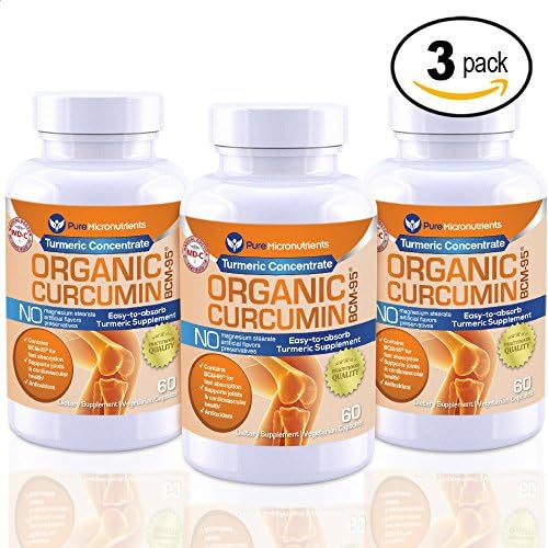 Pure Curcumin BCM-95 (Turmeric) Supplement + Black Pepper, Vegan, 60 Veg. Capsules, 1000 mg - Pure Micronutrients (Mega 3 Pack!)