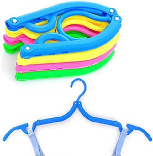 PETPEL Pack of 3 Folding Clothes Hangers Portable Plastic Travel Hanger with Anti-slip Grooves Colorful (3 pac)