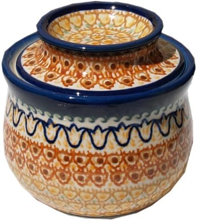 Polish Pottery French Butter Dish From Zaklady Ceramiczne Boleslawiec #1512-117 Art Signature Pattern
