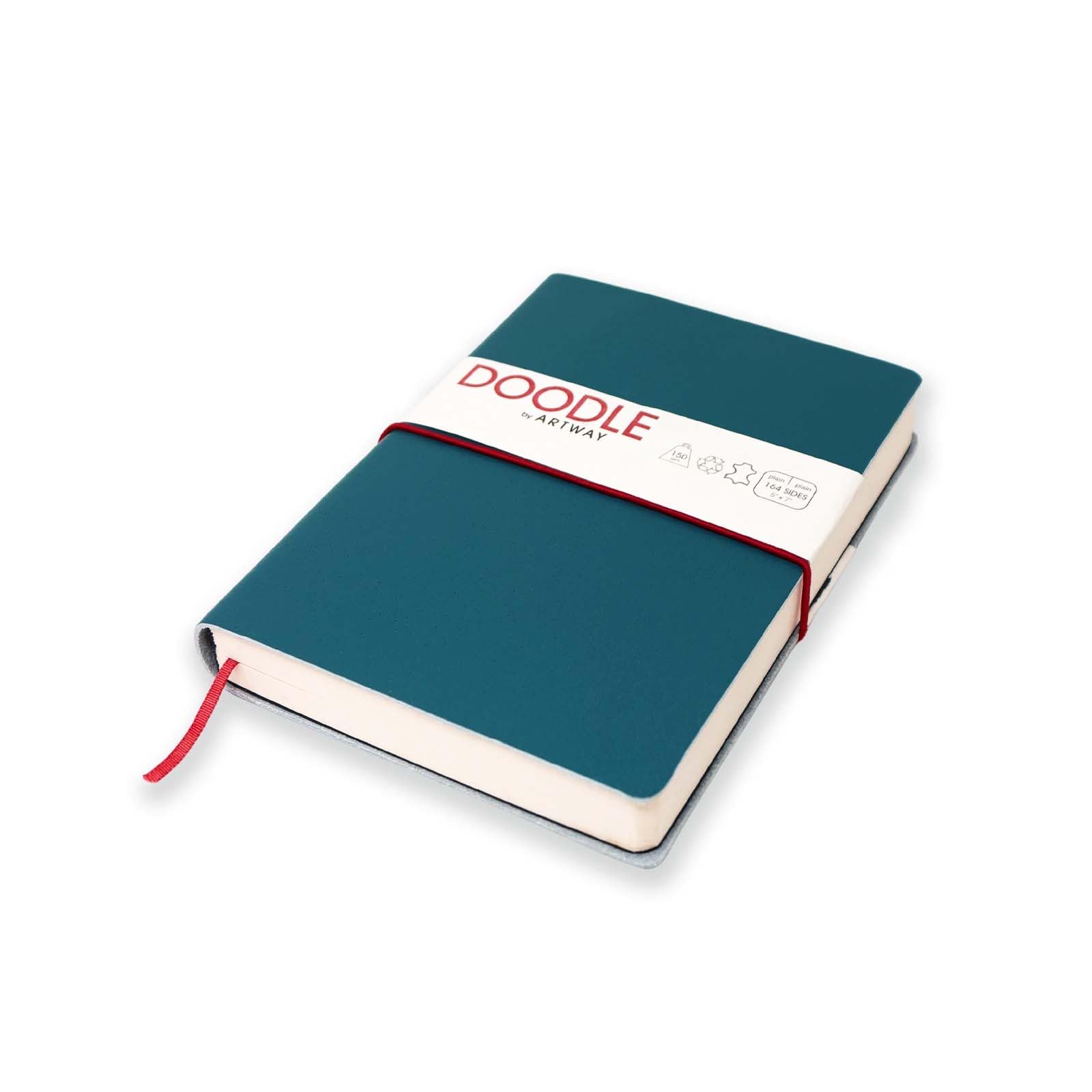 Artway Indigo Doodle – Teal Leather Sketchbook/Notebook – 175mm x 125mm - 164 Sides/82 Pages of 150gsm Cartridge Paper