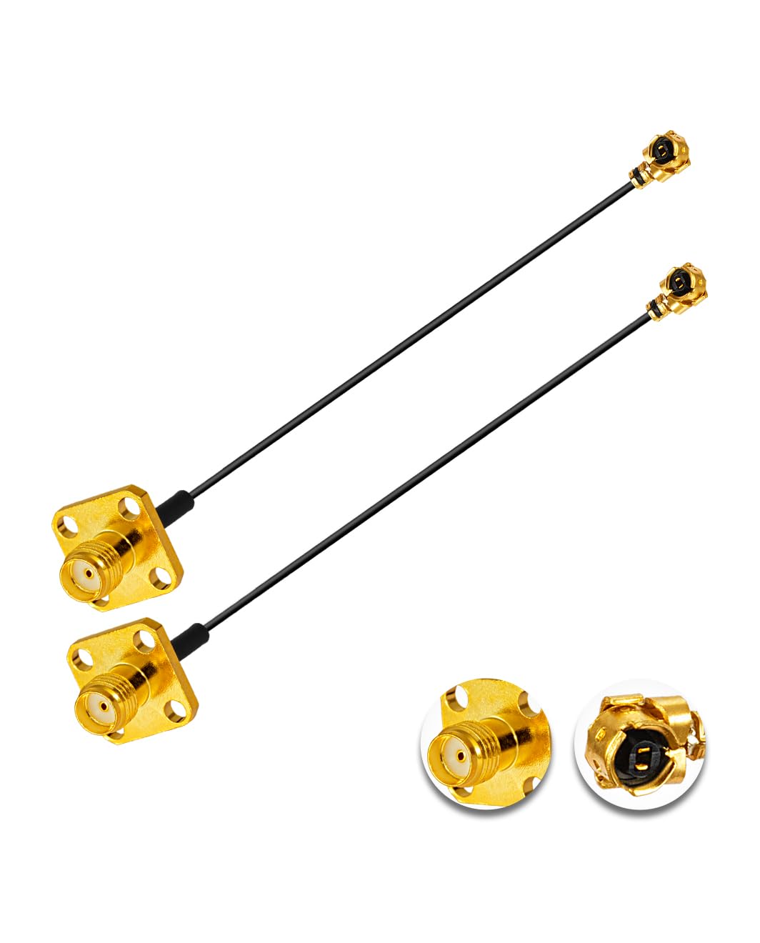 Vecys 2PCS U.F.L1 to SMA Cable U.F.L1 to SMA Female Flange Panel Mount 1.13mm Mini-Coaxial Pigtail Cable 2" /5CM for Wireless Routers Mini PCIE Network Cards PCI Wi-Fi WAN Repeater