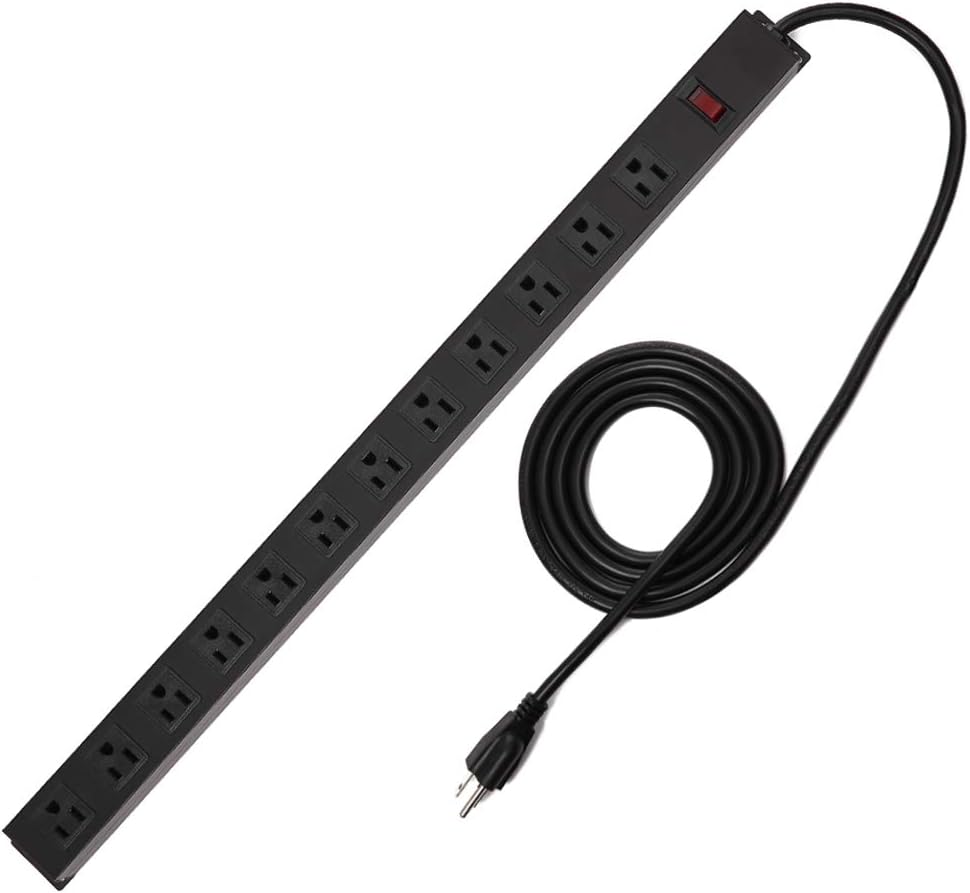 12Outlet Metal Power Strip, 6 Ft Long Extension Cord Heavy