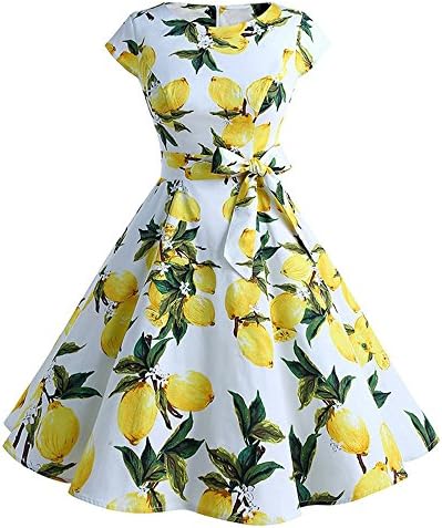 LaceLady Short Sleeves Vintage Dress Scoop Neck Retro Dresses Semi Formal Cocktail with Belt