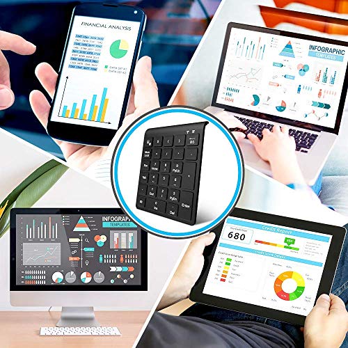 Wireless Numeric Keypad, LINGSFIRE Number Pad 27 Keys Portable External Numpad Keyboard for Laptop. Desktop, PC, Notebook(Black)