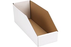 EXYGLO Cardboard Boxes, Pack of 35 Corrugated Storage Bins 12x4x4.5inch Pantry Organizer Bins for Shelves Garage Office Organ