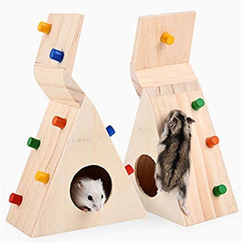 Small Animal House,ZHWKY Wooden Hamster House Rat Mouse Scaling Ladder Fun Toy Hamster Rock Climbing Hideaway Wooden Pet Toys,Hamster Climbing Ladder Hamster Supplies
