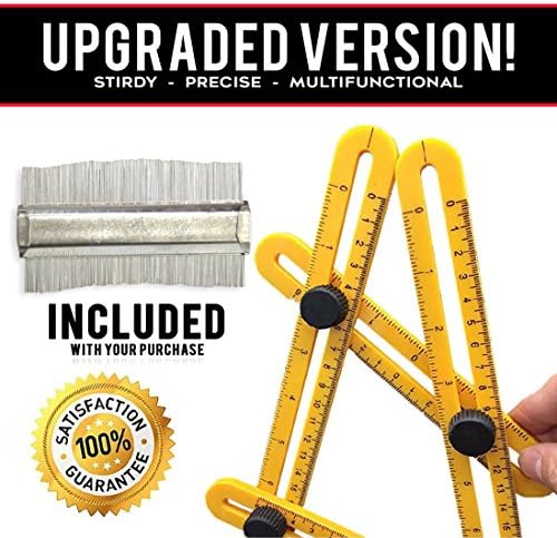 Rebel Peak Template Tool &amp; Contour Gauge Duplicator Bundle | Multi Angle Measuring Ruler | Angles &amp; Shapes Finder I Perfect For Builders Craftsmen Tilers Handymen Carpenter Roofers DIY