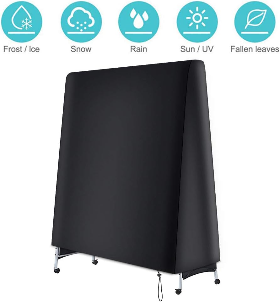 CrazyAnt Table Tennis Table Cover, 210D Heavy-Duty Weatherproof Outdoor Ping Pong Table Cover （65 x 27.5 x 72.8 inch）