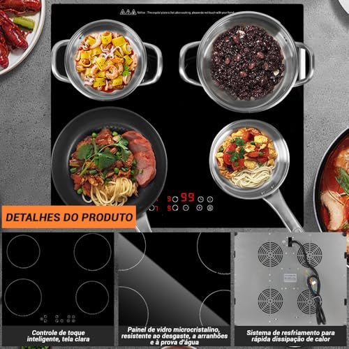 Cooktop Inducao, Cooktop Indução 4 Bocas 220V, Fogão Indução, Fogao de Inducao 4 Bocas