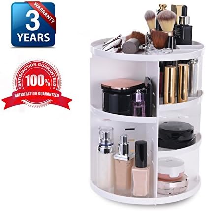 Cosmetic Organizer 360° Rotating Adjustable Multi-Function Cosmetic Storage Holder Fits Toner Essential Oils Creams Lipstick Brushes White Large Capacity - Caysim