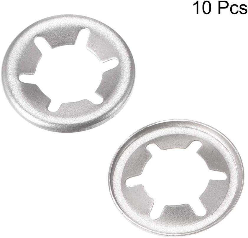 sourcing map M6 Washer 5.1mm I.D. 15mm O.D. Internal Tooth Lock Washers Push-On Locking Speed Clip 304 Stainless Steel 10pcs - Image 3