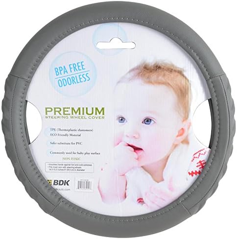 Odorless Steering Wheel Cover - Eco Friendly BPA FREE 13.5"-14.5" - Gray