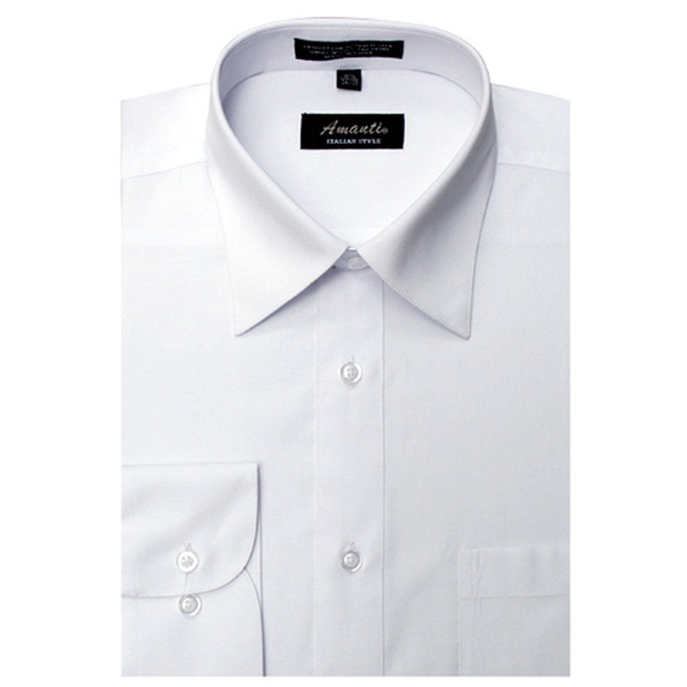 Amanti White Colored Men's Dress Shirt Long Sleeved 18.5-34/35