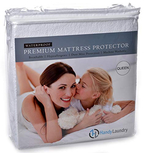 Queen Mattress Protector, Waterproof, Breathable, Blocks Dust Mites, Allergens, Smooth Soft Cotton Terry Cover. The Premium Mattress Protector will surely increase the life of your mattress.