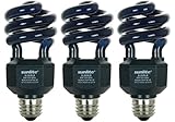 Sunlite SL20/BLB/3PK 20W Spiral Energy Saving CFL Light Bulb Medium Base (3 Pack), Blacklight Blue