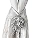 Magnetic Tieback, Kisstaker Crystal Curtain Holdbacks Blossom Diamond Clips with Stretchy Wire Rope for Home Office Decoration,Silver (Pack of 4)
