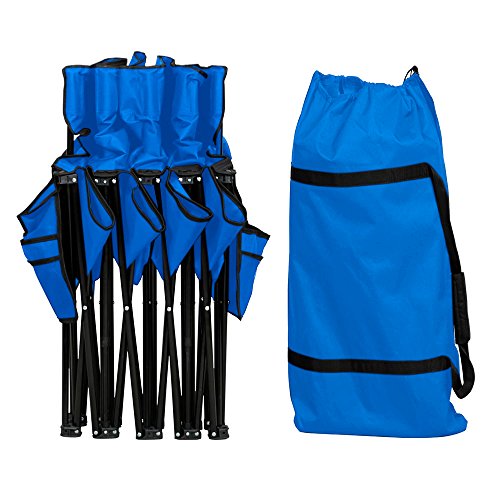 Yaheetech Portable 4 Seats Sports Bench Sits Team Sports Sideline Bench Outdoor Waterproof w/Side Bag & Back,Black/Blue (Blue)