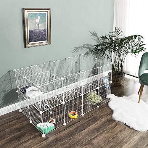 SONGMICS Pet Playpen, Small Animal Playpen, Rabbit Guinea Pig Cage, Zip