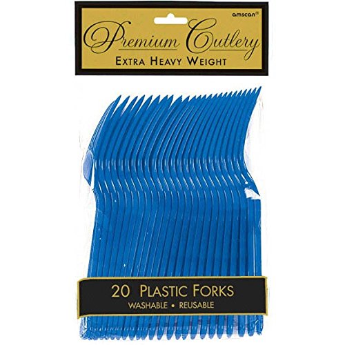 Premium Heavy Weight Plastic Forks Bright Royal Blue